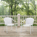 3Pc White Outdoor Wicker Chair Set with Side Table R143