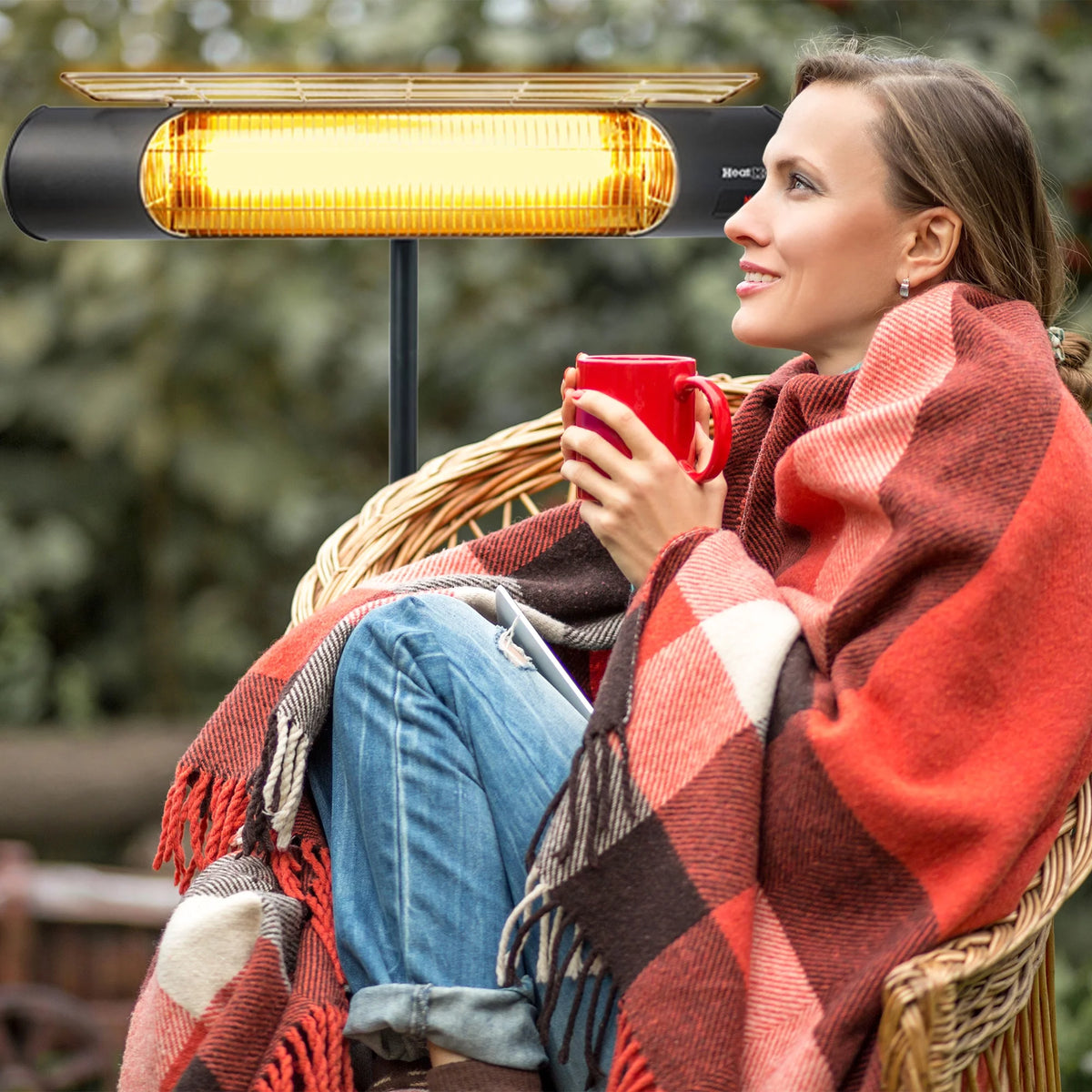 Black Outdoor Heater with Stand & Remote I543357