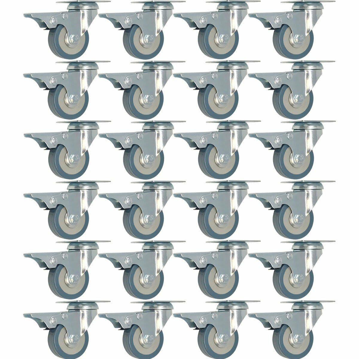 24 Pack 2-Inch Swivel Lock Brake Plate Caster E3845