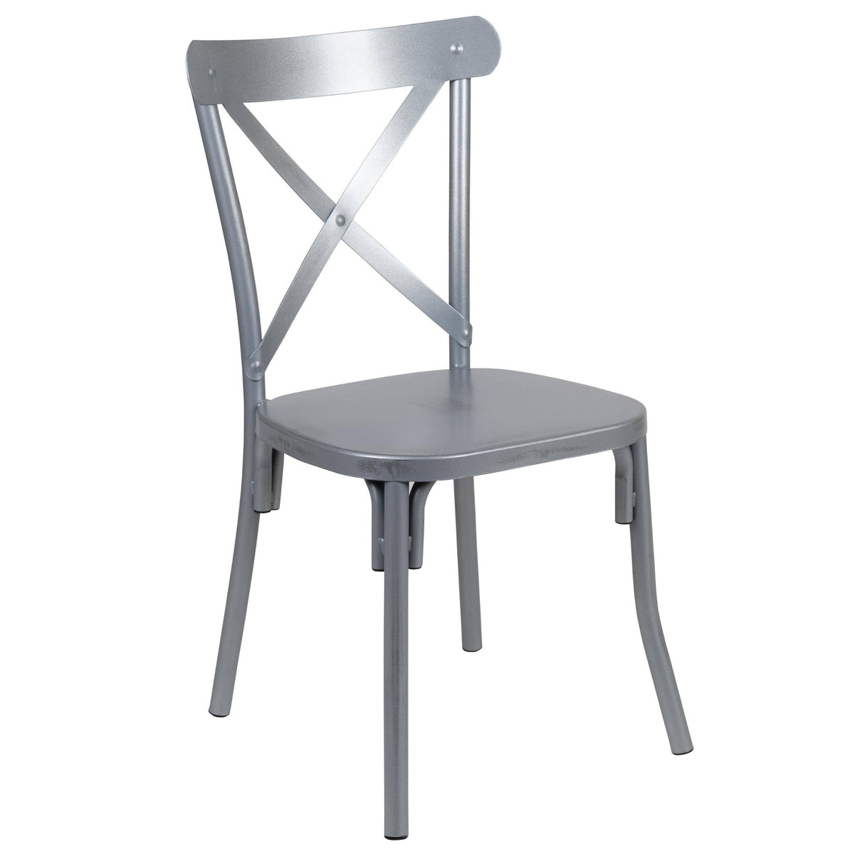 Rustic Distressed Metal Cross Back Chair (Red) V8166