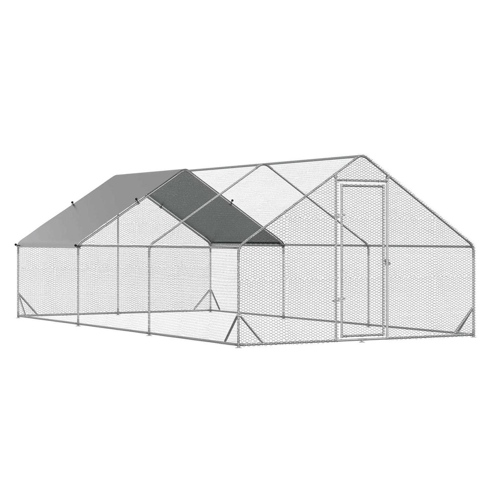 Large Metal Chicken Coop with Cover and Lockable Door P150