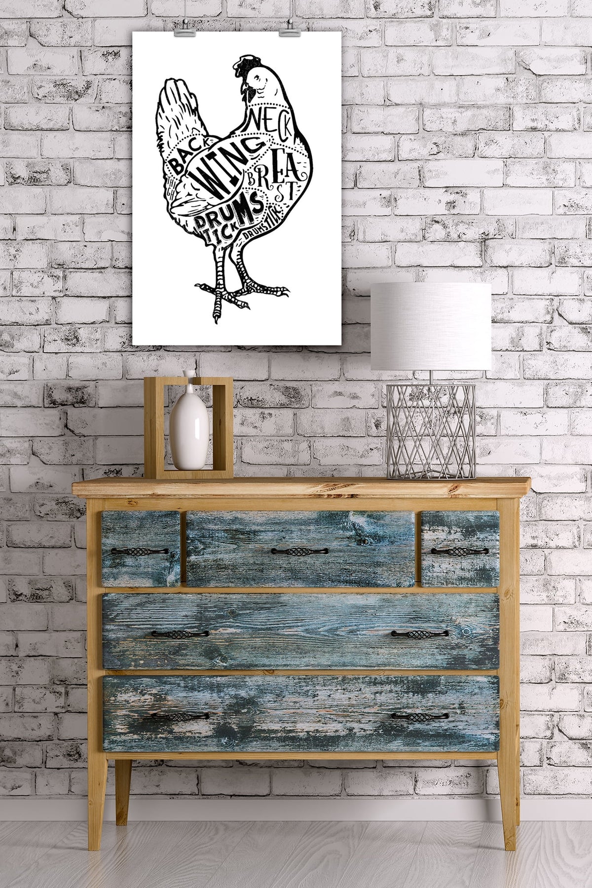 Butchers Block Meat Cuts 16x24 Giclee Art Print A24003