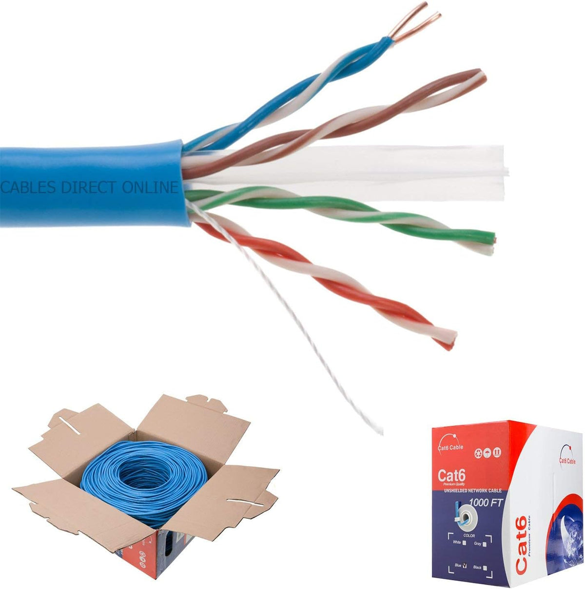 CAT6 1000ft UTP Blue Ethernet Solid Cable 23AWG L981267