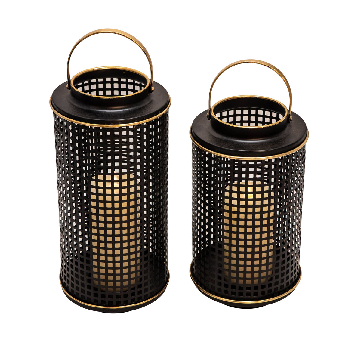 Black Metal Grid Candle Holder U9169