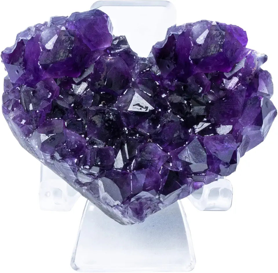 Deep Purple Amethyst Crystal Heart Shaped 2inch Druzy Geode Stone B399