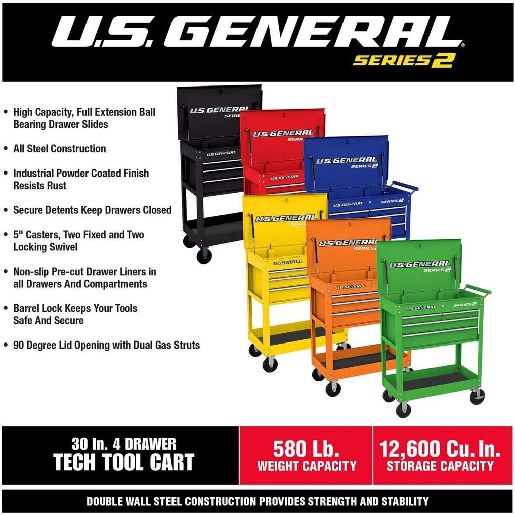 Orange Glossy 4 Drawer Roller Cart Tool Cabinet Storage Chest Y93114