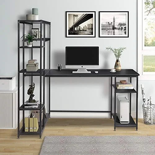 L-Shaped Computer Desk with Hutch Bookshelf 63-Inch E30161