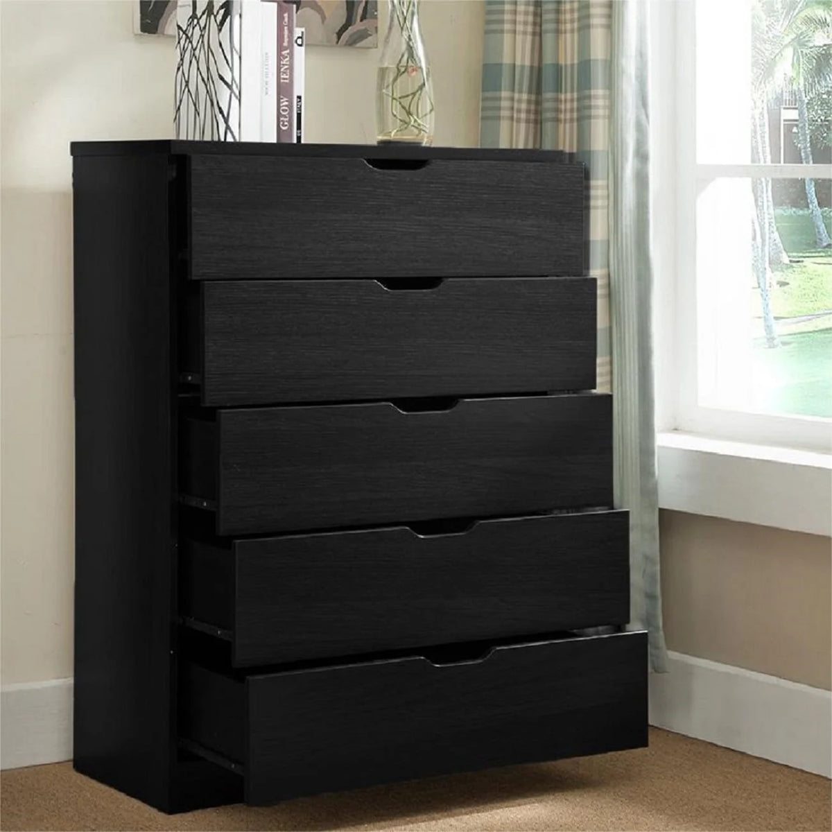 Brown 5 Drawer Wood Dresser N110168