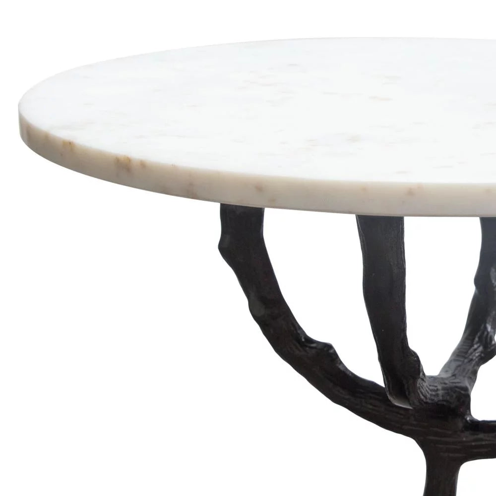 Birch Round Accent Table with Marble Top G832777