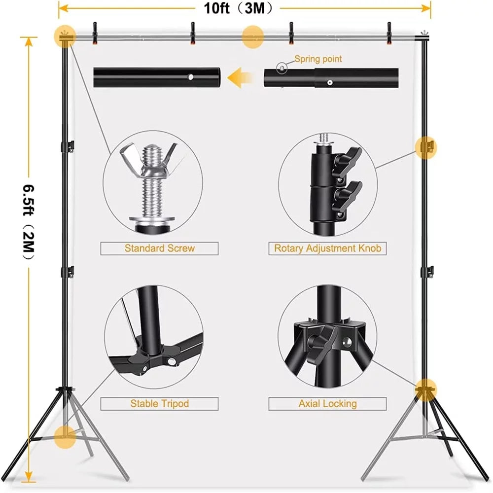 Adjustable Photography Background Stand Kit 6.5 x 10 ft B42455