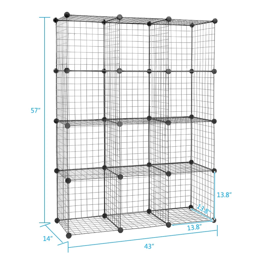 12-Cubes Metal Grid Storage Shelves Organizer C40965