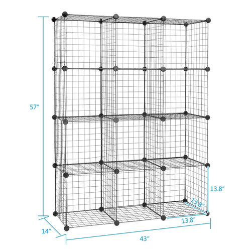 12-Cubes Metal Grid Storage Shelves Organizer C40965