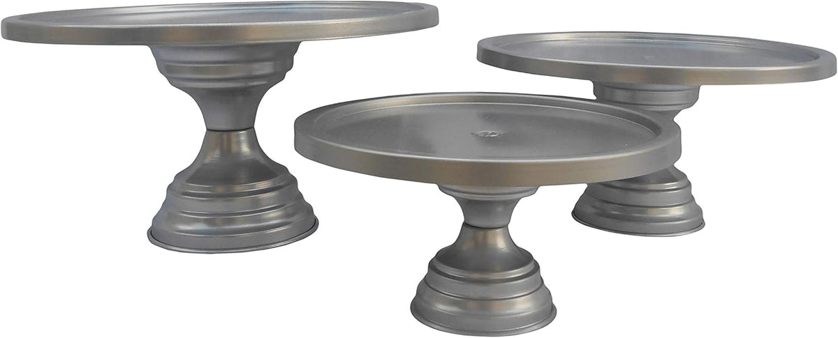 Cake Stand Pedestal Round Metal Set/3 (9-Inch, 11-Inch, 13-Inch, Silver) T421