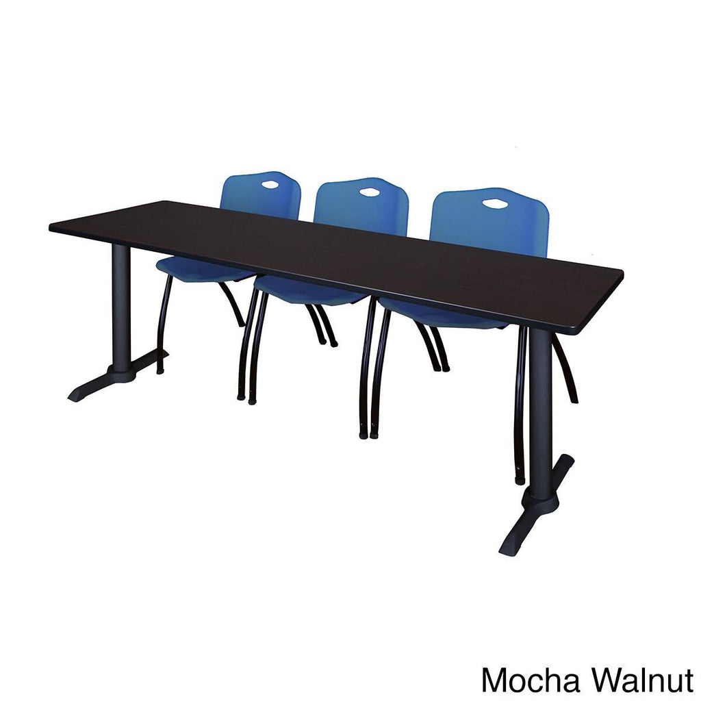 Cherry Training Table & Blue Stack Chairs E335523