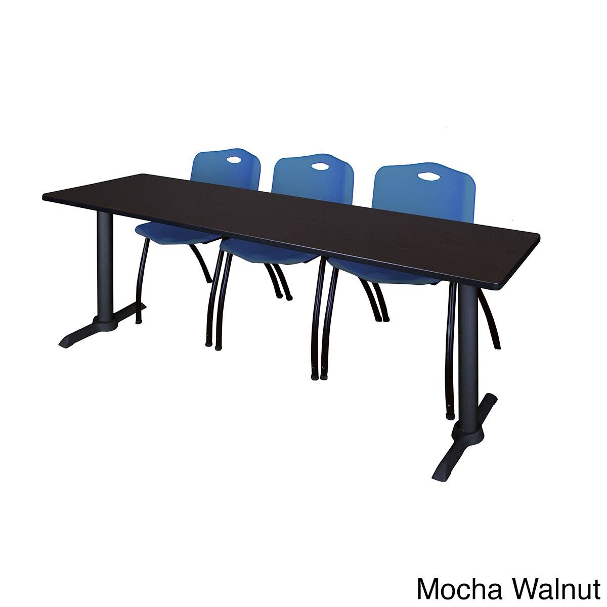 Cherry Training Table & Blue Stack Chairs E335523