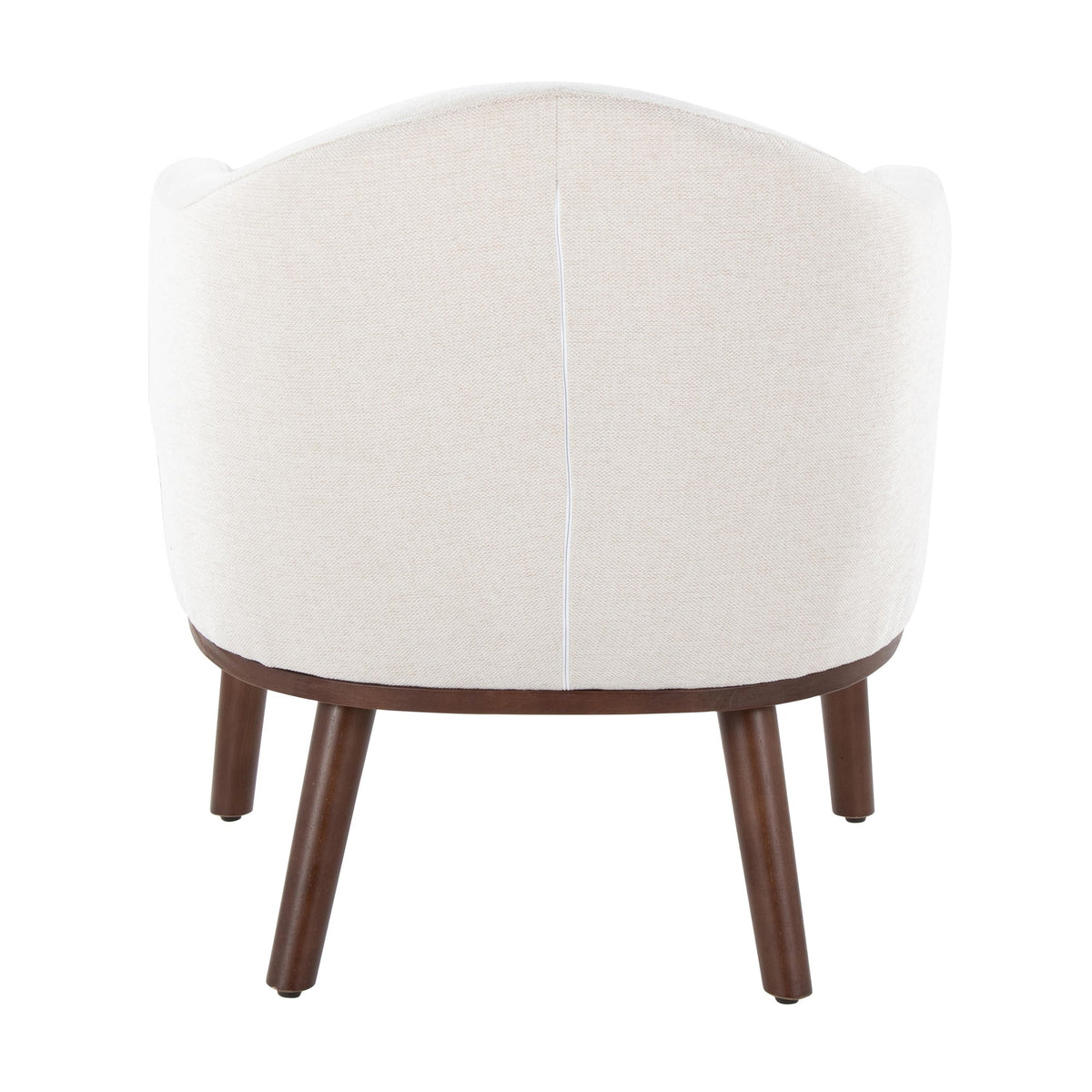 Mid-Century Modern Accent Chair in Walnut Wood and Cream Fabric C364