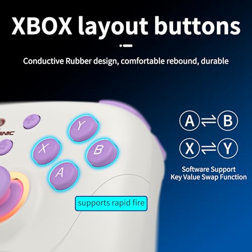Wireless Gaming Controller 2.4G Gamepad Hall Effect RGB Lights V557